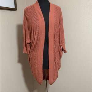 Women's Open Front Knit Cardigan Sweater - Rust